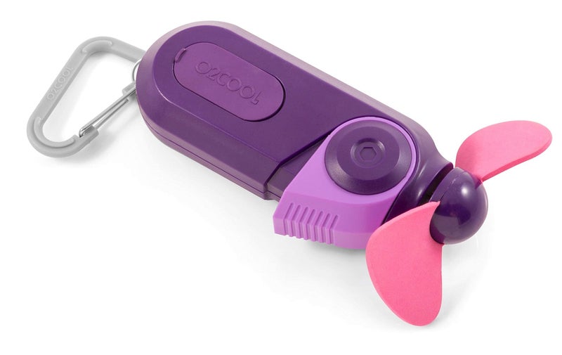 O2COOL Keychain Sport Misting Fan - Pocket Size Battery Powered Portable Handheld Fan With Carabiner Clip and Mister (Purple) - Image 1
